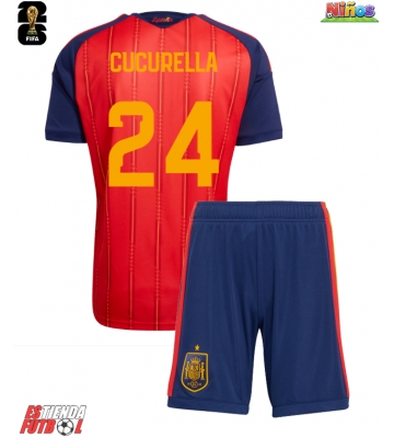 España Marc Cucurella #24 Primera Equipación Niños Mundial 2026 Manga Corta (+ Pantalones cortos)